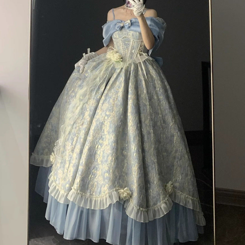 Blue Princess Dress Dress Lolita Dress Female Adult Ceremony Lolita Heavy Industry Trailing Pettiskirt Female Fashion