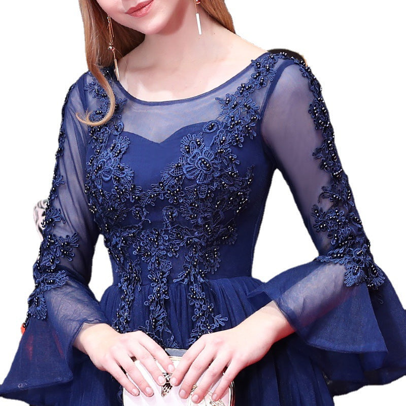 Evening Dress Prom dresses Ball gown Long Sleeve Navy blue  Lace European Station Annual Party Party Dress Long Sleeve Dress Women H8882