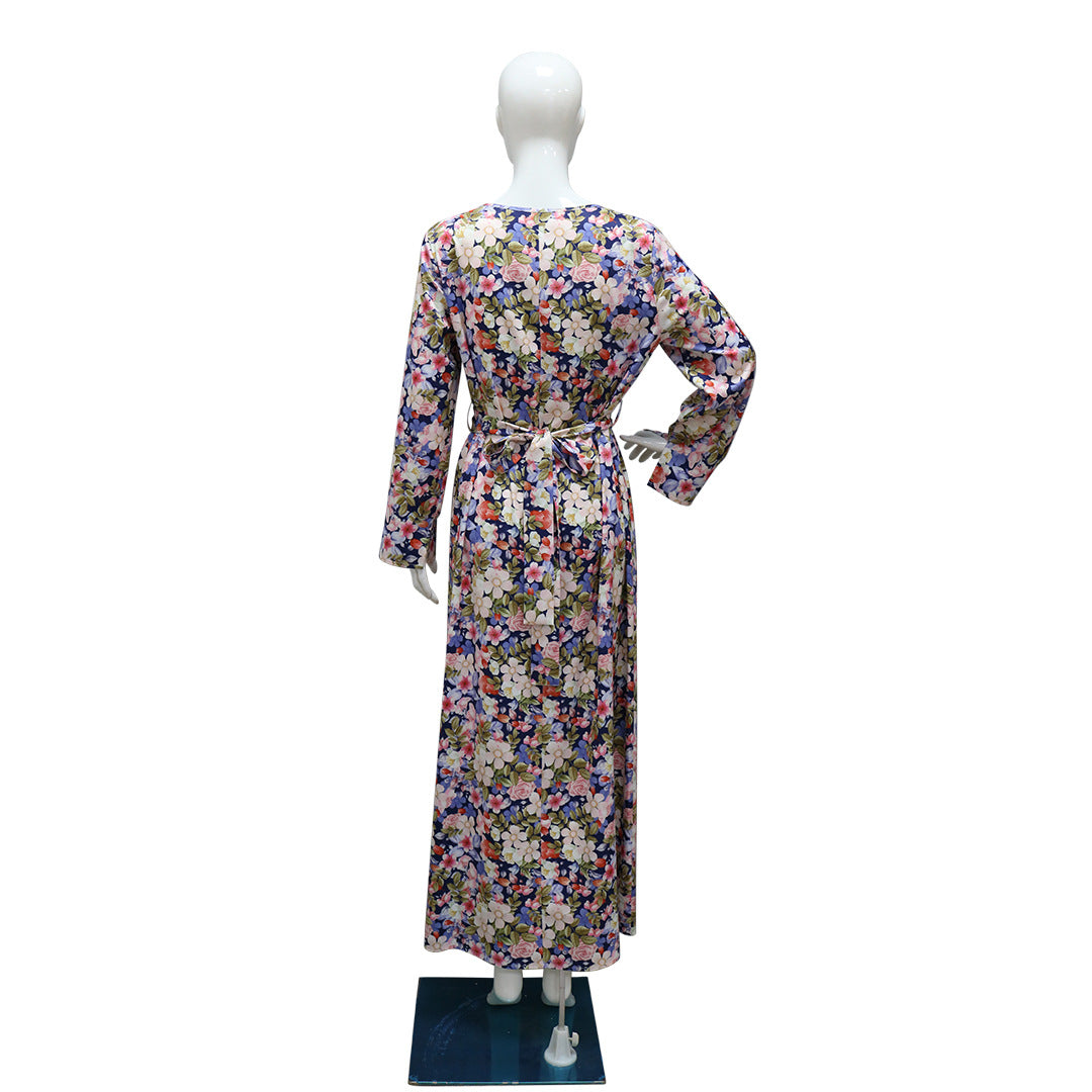 Xqy500296 Abaya Dubai Arab Cross-Border Middle East New Printed Dress Muslim Robe