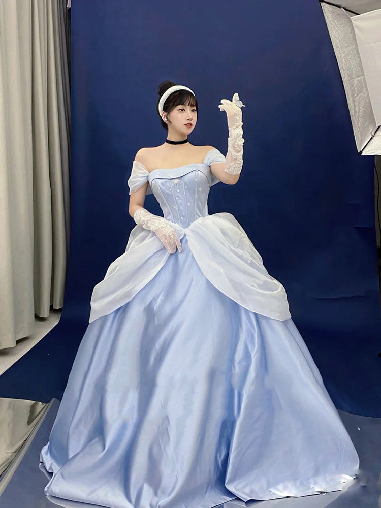 Evening Dress Women's, Blue Fairy High Sense Niche Princess Adult Ceremony Light Luxury Temperament Ladies Banquet Dress