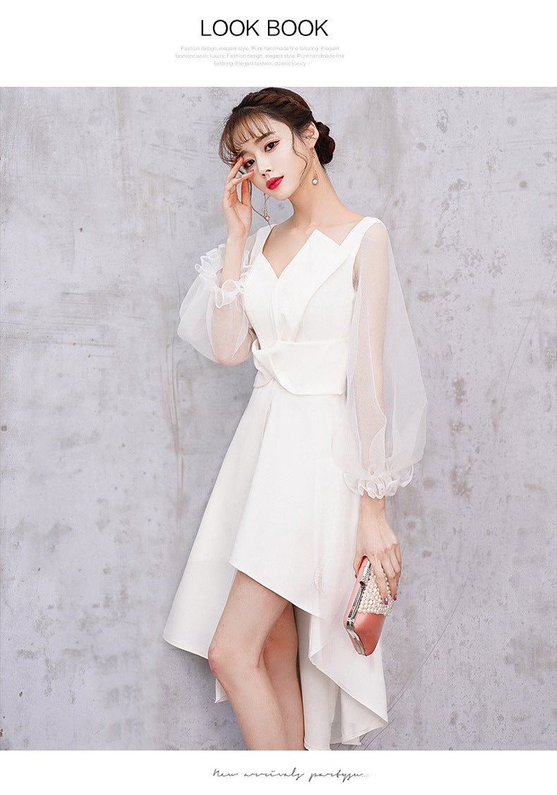 Banquet Evening Dress Female 2023 New Style White Fairy Student Dress Daily Style Temperament Dress Slimming