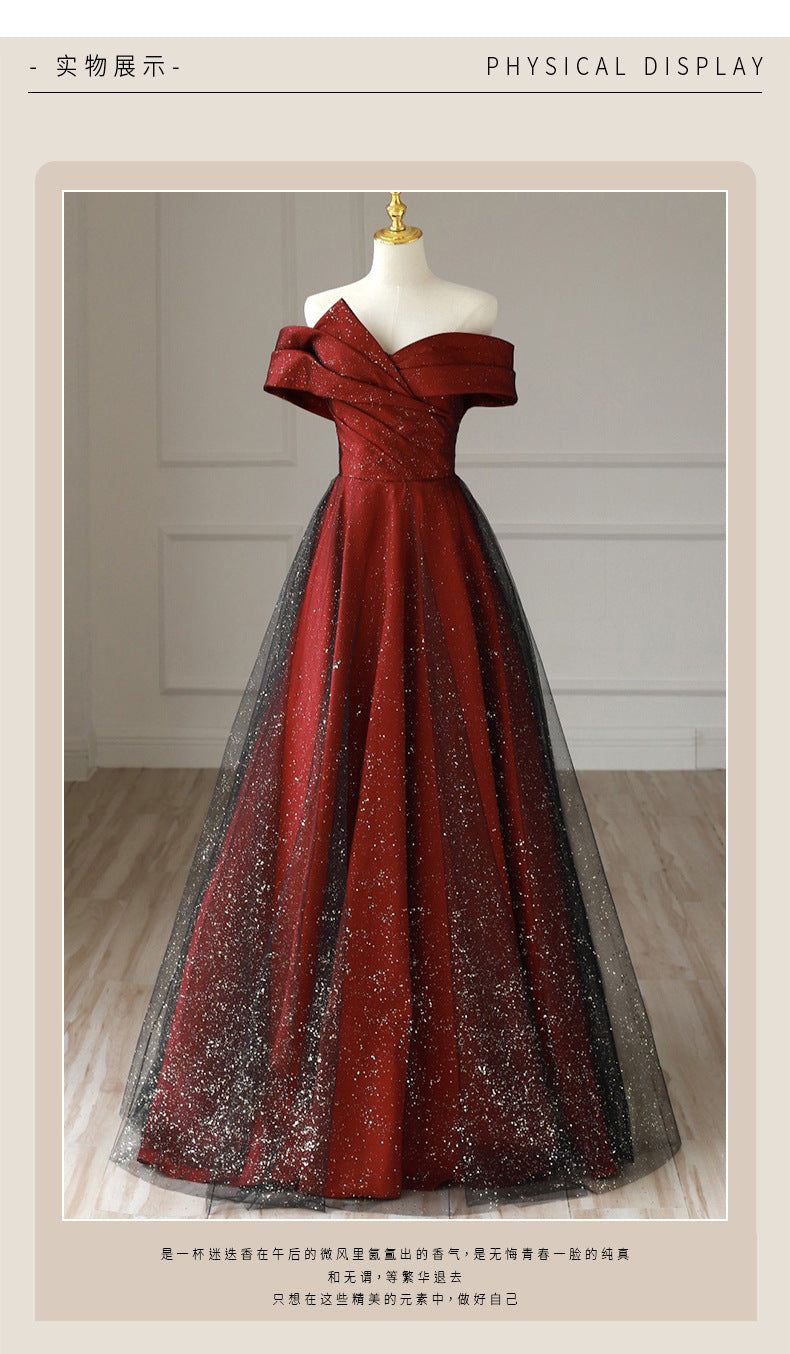 French Toast Clothing Elegant off-Shoulder Red Maternity Bridal Dresses plus Size Plump Girls Slimming Bridal Marriage Engagement Dress