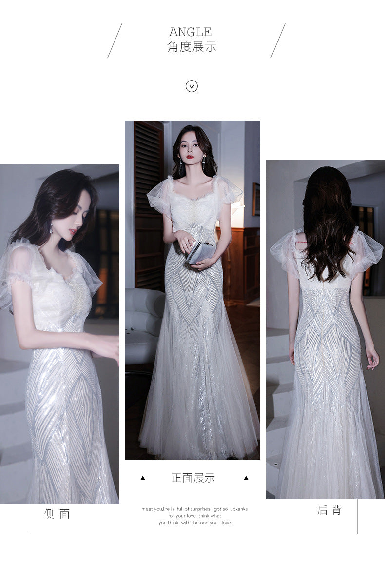 French Evening Dress Women's Banquet 2024 Fairy High-End Affordable Luxury Niche Dinner High-End High Sense Host Adult