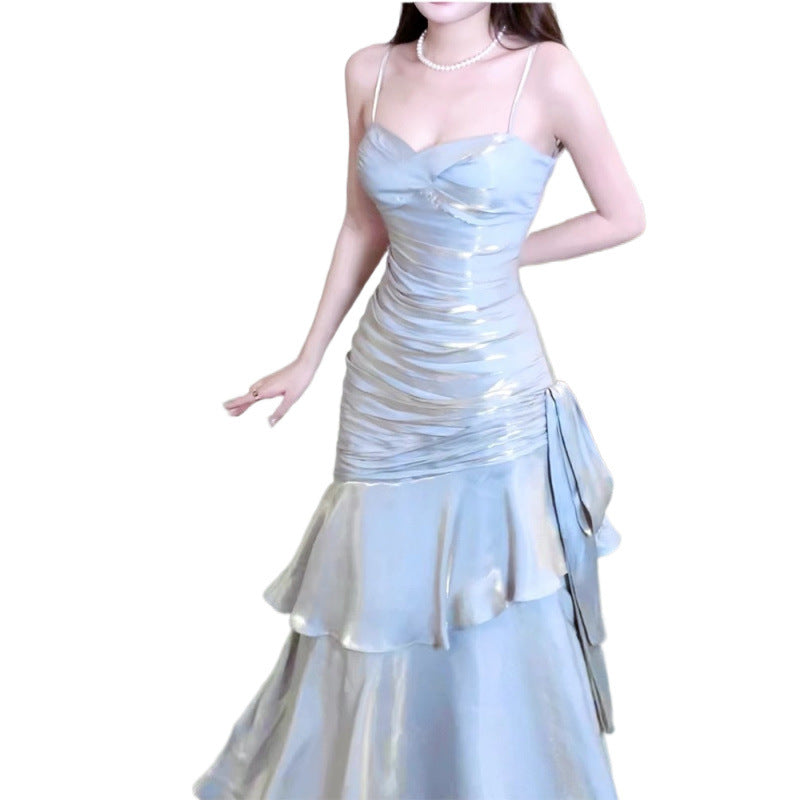 [Be Covered with Snow] Mermaid Light Luxury Minority Adult Ceremony Formal Dress High-End Sling Dress High-End Vacation