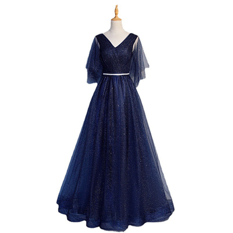 Chorus Dress 2024 New Mesh Elegant Long Banquet Dress Host Annual Meeting Chorus Costume Women