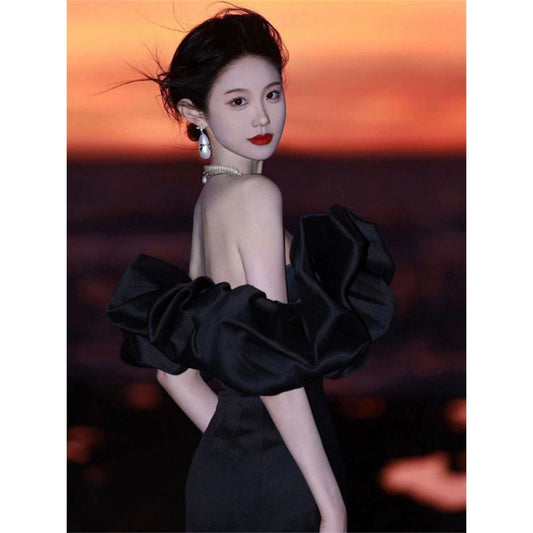 Engagement Birthday Party Dress High-End Affordable Luxury Socialite Temperament off-Shoulder Ruffled Tube Top Dress Women