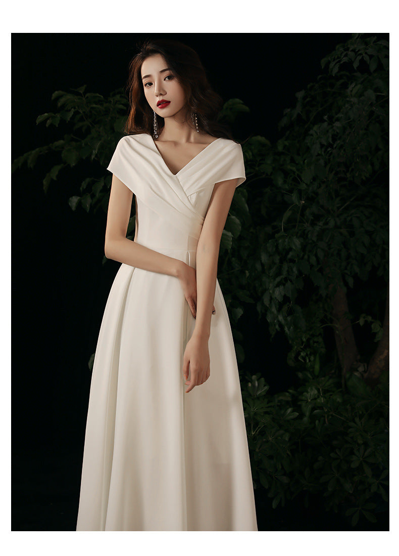 White Elegant Socialite Little Evening Dress Dress Female Registration Certificate Daily Style Birthday Banquet French Dress