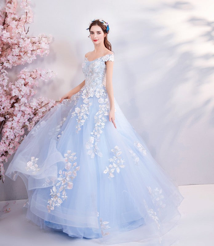 Super Fairy Wedding Dress 2024 Autumn Blue Flower Art Exam Catwalk Fashion Trend Foreign Trade Banquet Evening Dress for Women