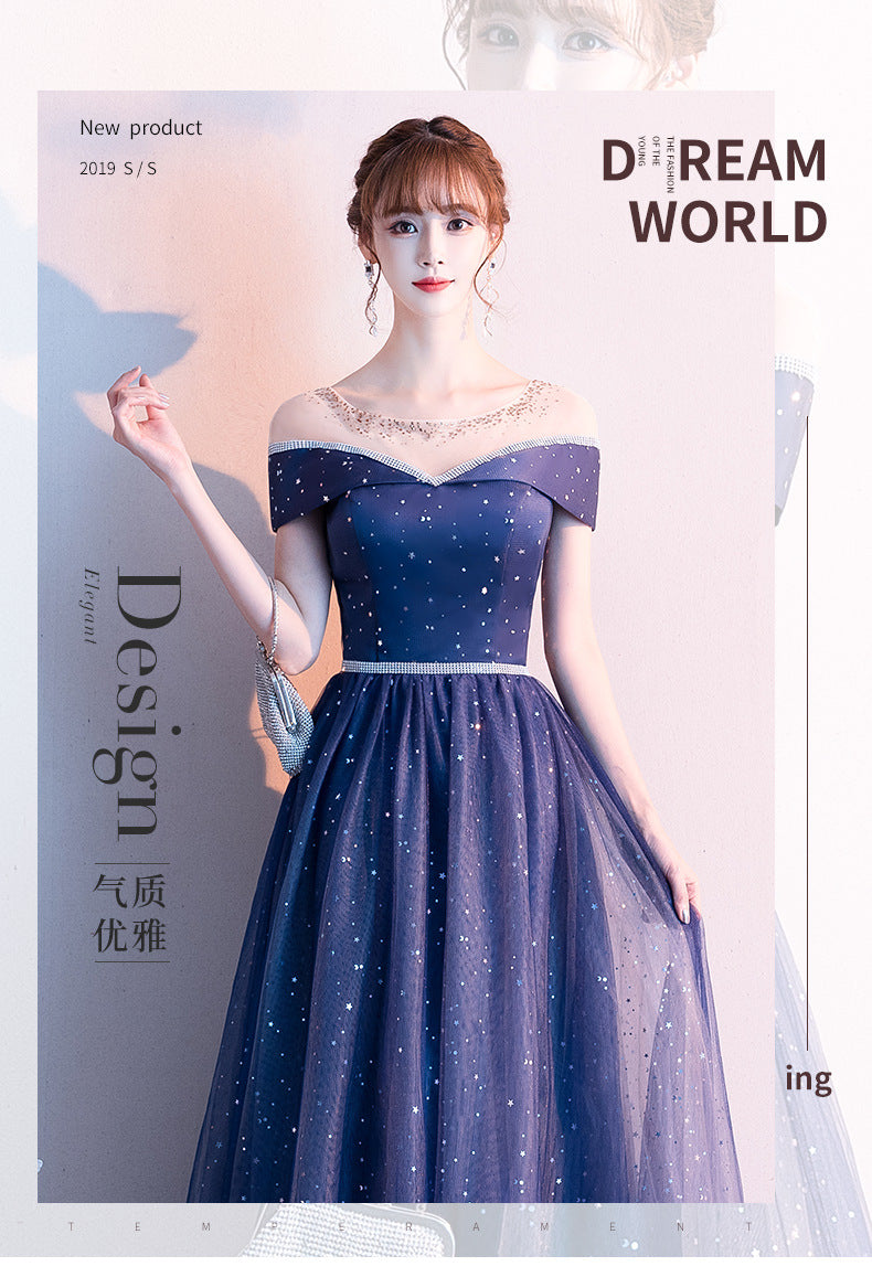 Choir Performance Dress 2024 New Elegant Host Banquet Evening Dress Starry Sky Fairy Long Women