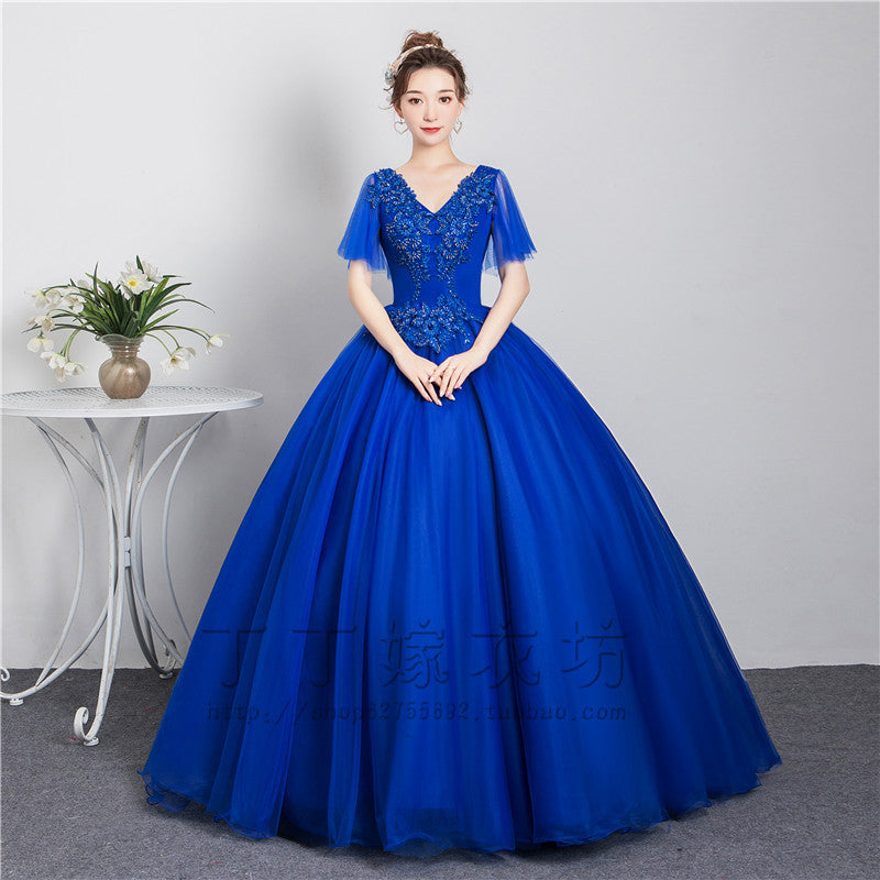 Colored Mesh 2024 New Bubble Skirt Vocal Music Student Art Exam Dress Female Long Bel Canto Solo Performance Costume Host