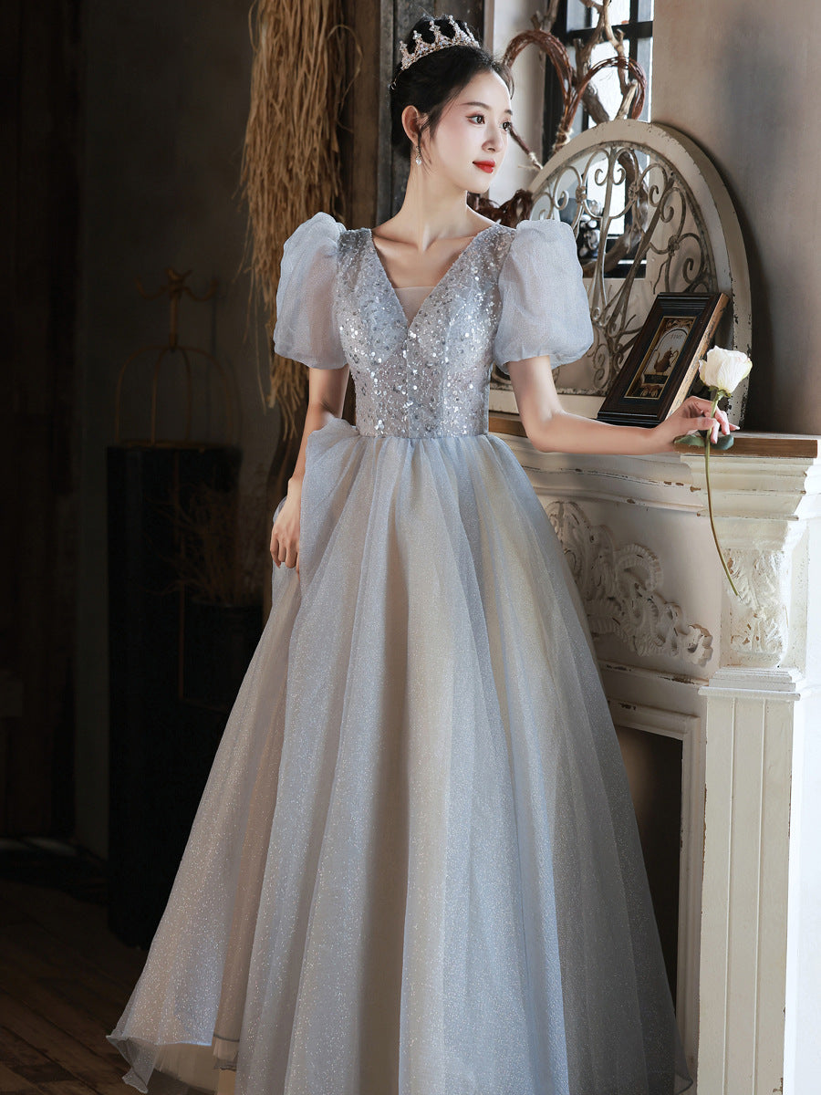 High-End Evening Dress Female 2022 New Banquet Temperament Design Sense Special Interest Light Luxury Senior Host Annual Meeting Art Exam