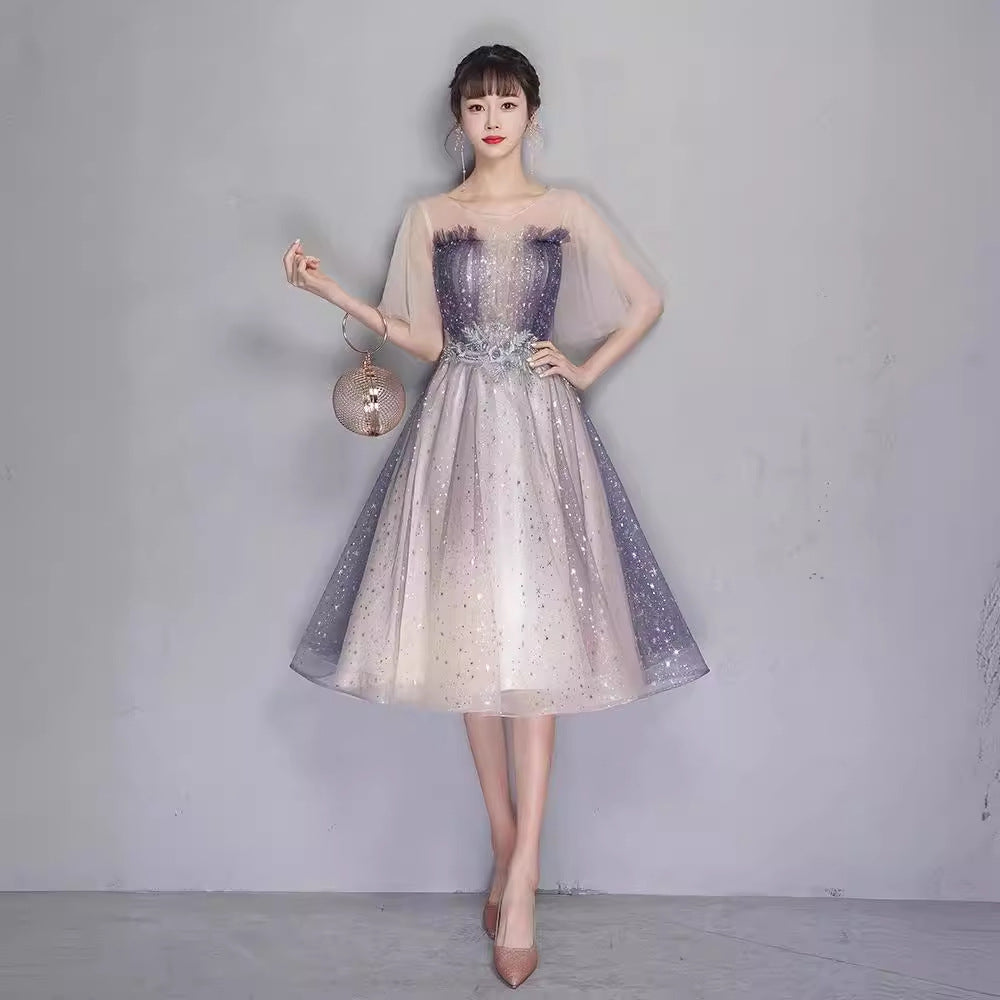 Starry Sky Dress Women's Light Luxury Minority High-End High-Grade Student Host Performance Banquet Adult Flash 2024 Banquet