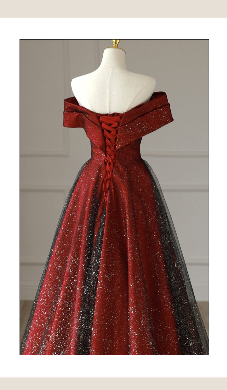 French Toast Clothing Elegant off-Shoulder Red Maternity Bridal Dresses plus Size Plump Girls Slimming Bridal Marriage Engagement Dress