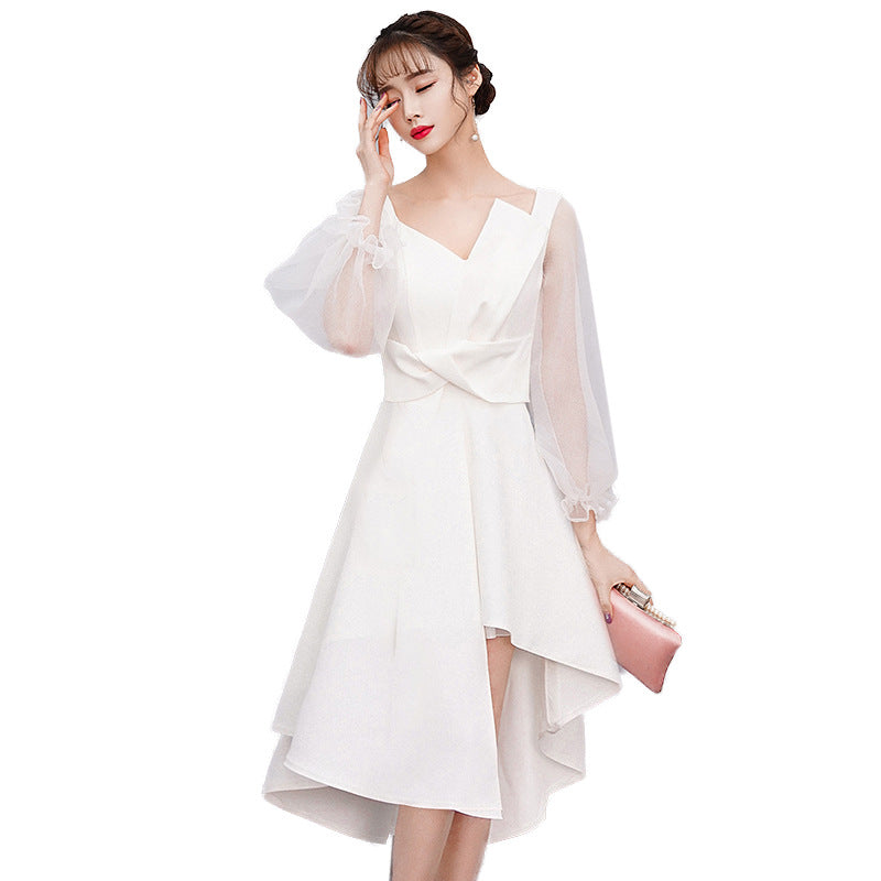 Banquet Evening Dress Female 2023 New Style White Fairy Student Dress Daily Style Temperament Dress Slimming