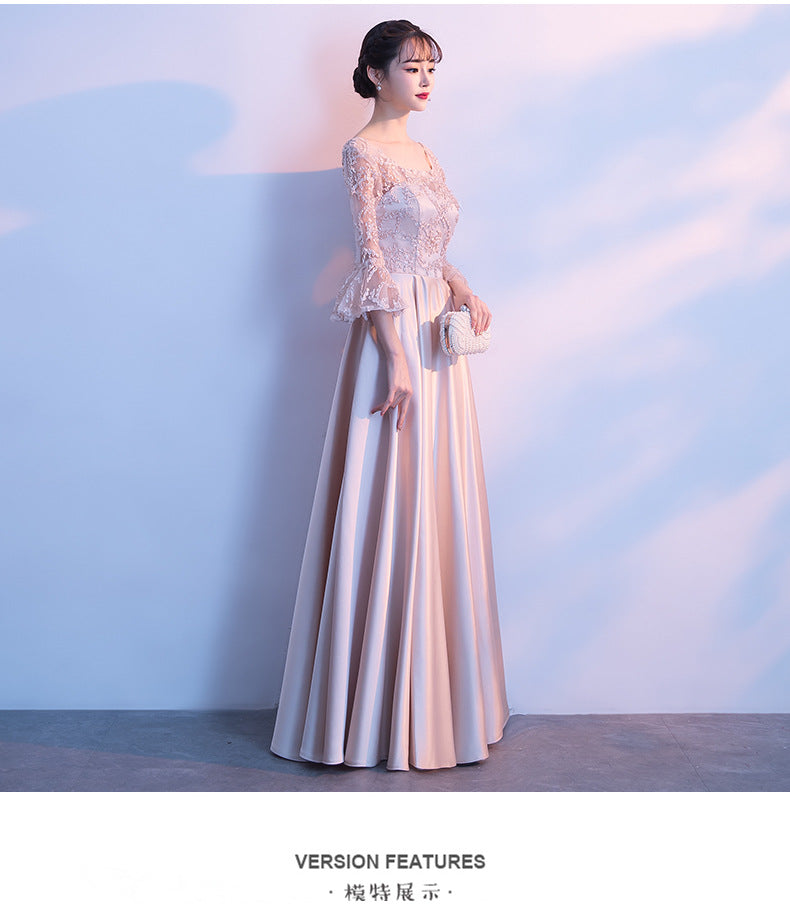 Long Bridesmaid Dress 2024 New Spring and Summer Korean Style Slim Fit Slimming Sisters Group Dress Performance Graduation Dress for Women