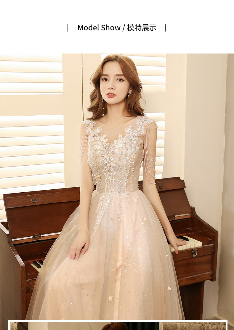 Shoulder Tassel Evening Dress 2024 New Banquet Long Elegant Sexy Socialite Dignified Annual Meeting Host Dress