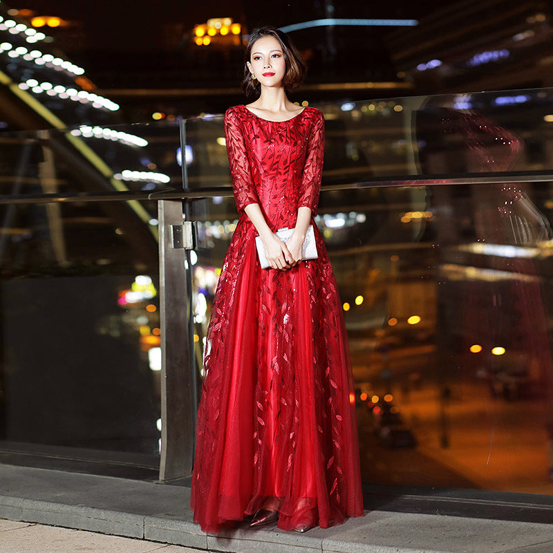 Fall 2024 New Evening Dress Women's Small Slim Student Host People's Congress Choir Anniversary Performance Costume