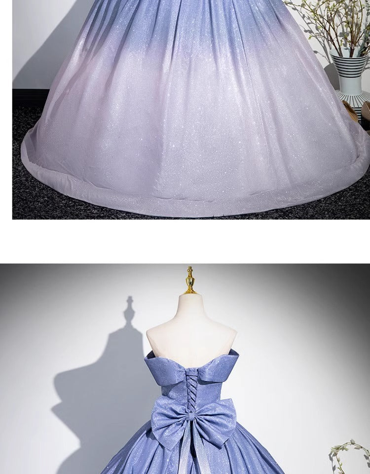 Blue Gradient Evening Dress 2024 New High Sense Host Solo Vocal Music Art Test Fairy Tube Top Dress