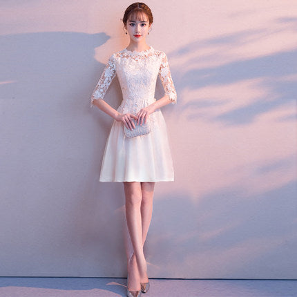 White Evening Dress Skirt Female 2024 New Daily Style Fairy Banquet Temperament Student Chorus Performance