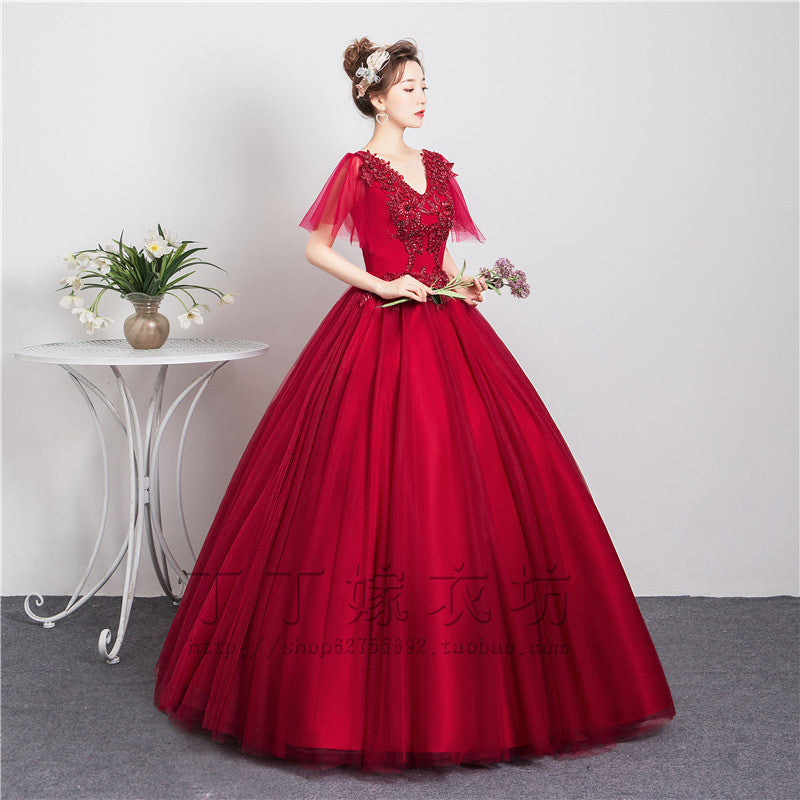 Colored Mesh 2024 New Bubble Skirt Vocal Music Student Art Exam Dress Female Long Bel Canto Solo Performance Costume Host