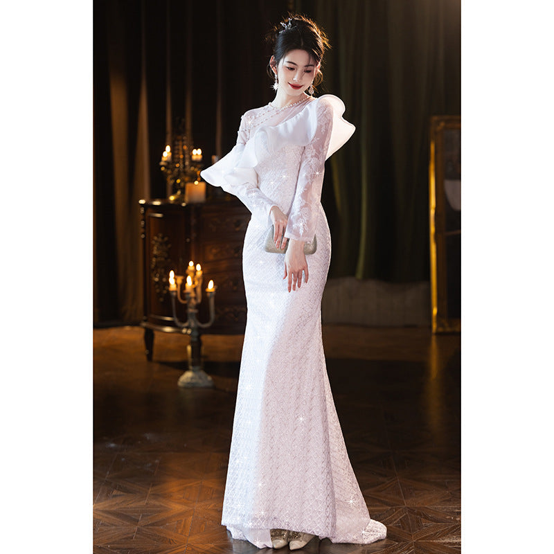 Evening Dress for Women Light Luxury Minority High-End High-Grade Host French Fishtail Heavy Industry Party Elegant