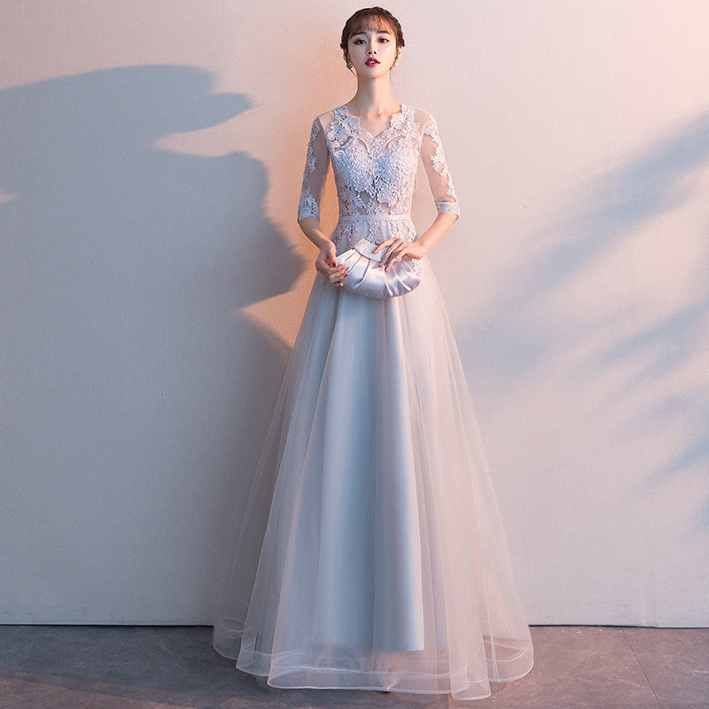 Evening Dress for Women 2024 Summer New Banquet Elegant Long Dress Show Thin Black Socialite Annual Meeting Dress