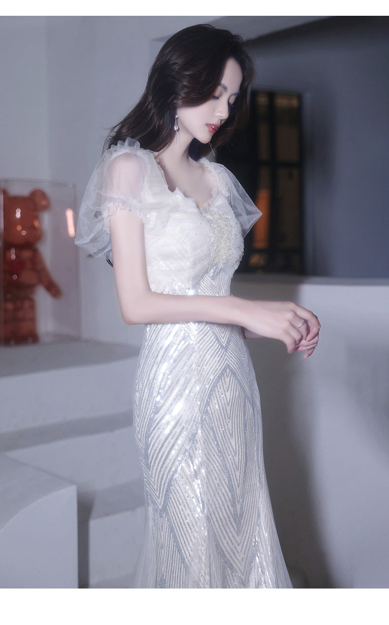 French Evening Dress Women's Banquet 2024 Fairy High-End Affordable Luxury Niche Dinner High-End High Sense Host Adult