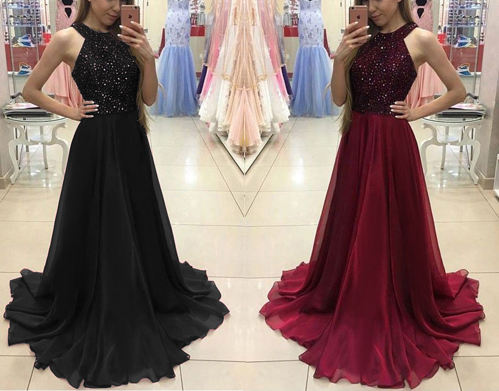 Foreign trade ebaywish hot sale AliExpress sexy sleepveless long dress wedding dress evening gown bridesmaid dress New