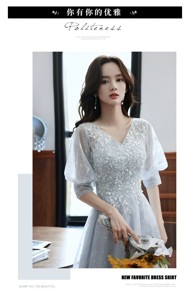 Little Evening Dress Female Banquet Bridesmaid High-End Temperament Vocal Music Art Test Senior Student Graduation Host Autumn