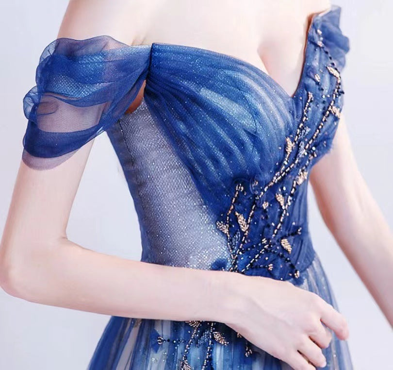 Host Formal Dress Female 2024 New Fashion Dream Banquet Temperament Generous Long Evening Dress for Toasting