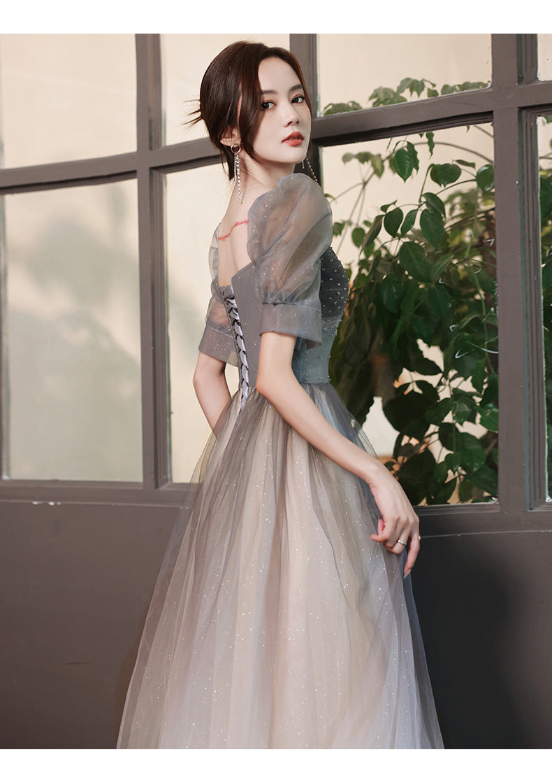 French Evening Dress for Women Light Luxury Minority High-End Banquet Elegant Art Exam High Sense Adult Formal Dress Dress Summer