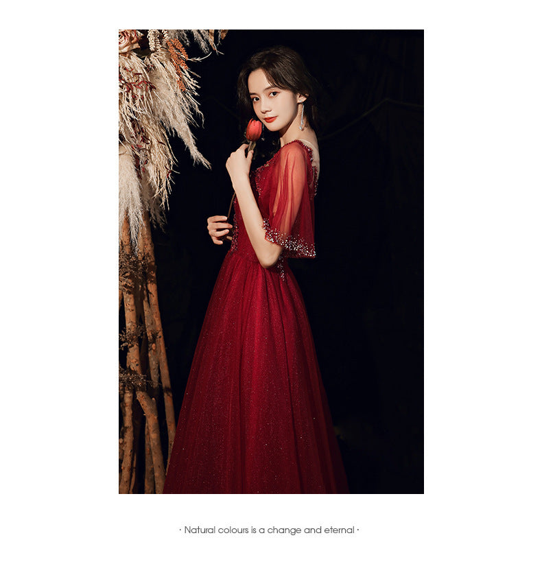 TOAST Clothing Bride 2024 New Autumn Red, Long Marriage Engagement Slimming Bridal Evening Dress Women's Jumpsuit