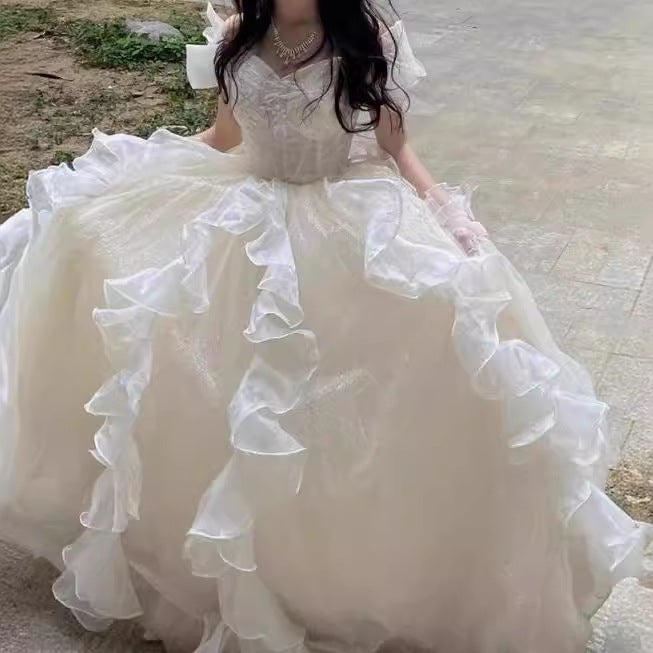 Princess Escape Evening Dress High-End Affordable Luxury 2024 New Fairy Host Pettiskirt Vocal Music Art Test Adult Ceremony