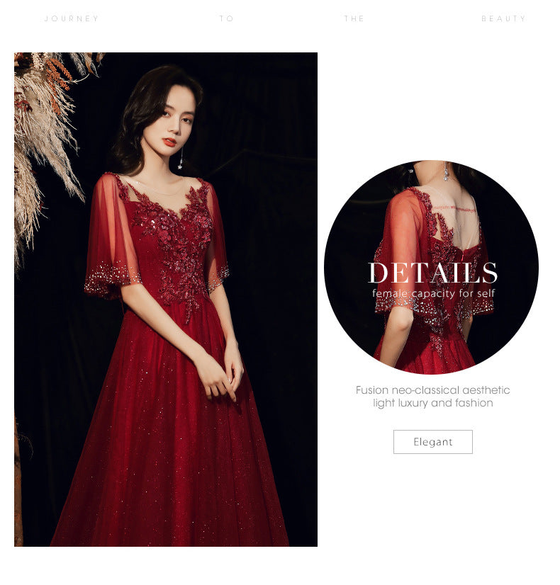 TOAST Clothing Bride 2024 New Autumn Red, Long Marriage Engagement Slimming Bridal Evening Dress Women's Jumpsuit