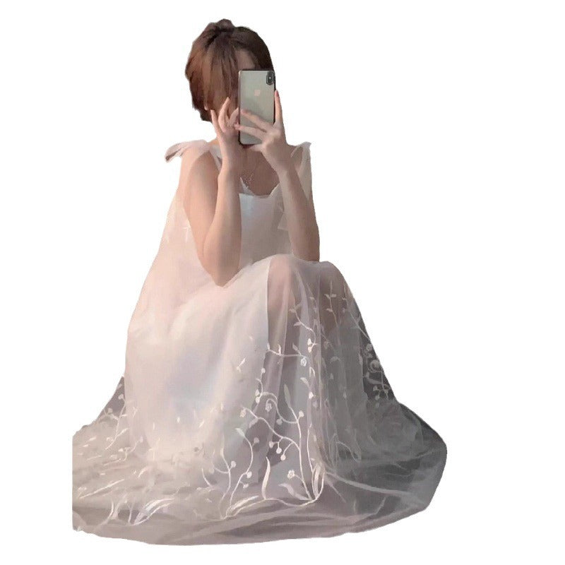 Streamer French Wedding Morning Gowns Female Bride High-End Sense Niche White Light Yarn Wedding Pajamas Morning Shot Dress