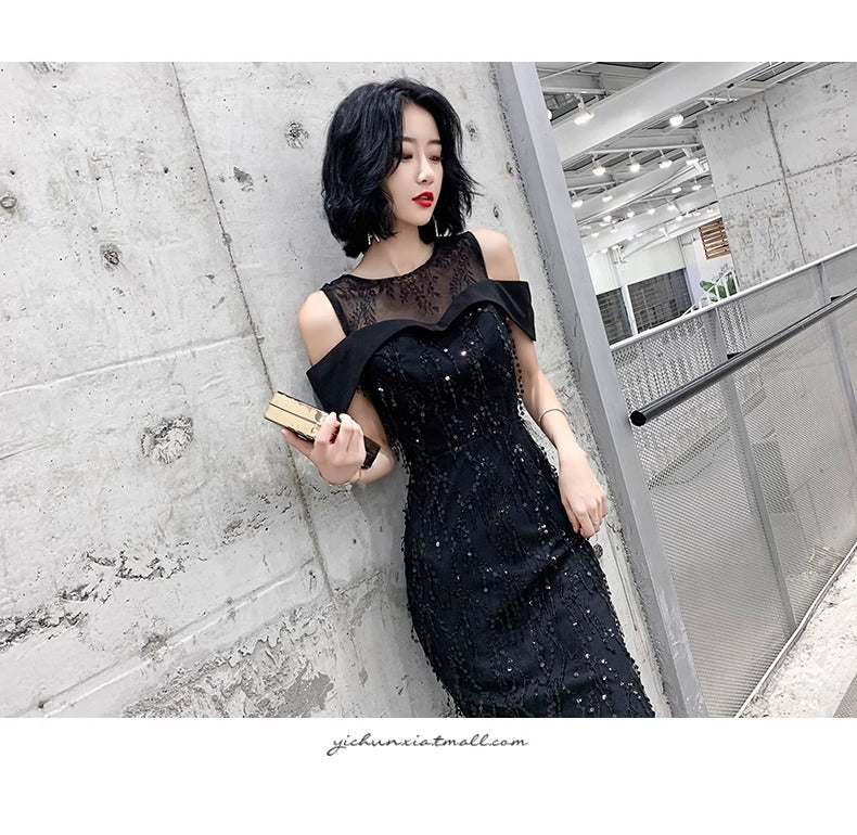 Black Dress for Women 2024 New High-End Affordable Luxury Elegant High-Grade Socialite Host Banquet Evening Dress Dress