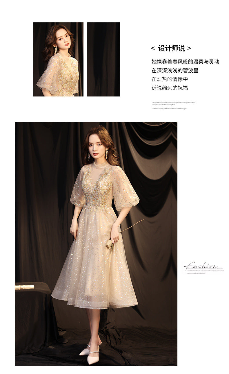 Banquet Evening Dress 2024 New Autumn Graceful and Fashionable Bridesmaid Dress Socialite Grand Host Annual Party Evening Dress