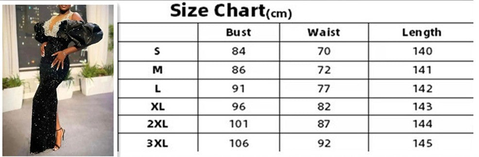 Amazon AliExpress Exclusive for Cross-Border European and American Lace Sequined Waist Puff Sleeve Sexy Dress Evening Dress