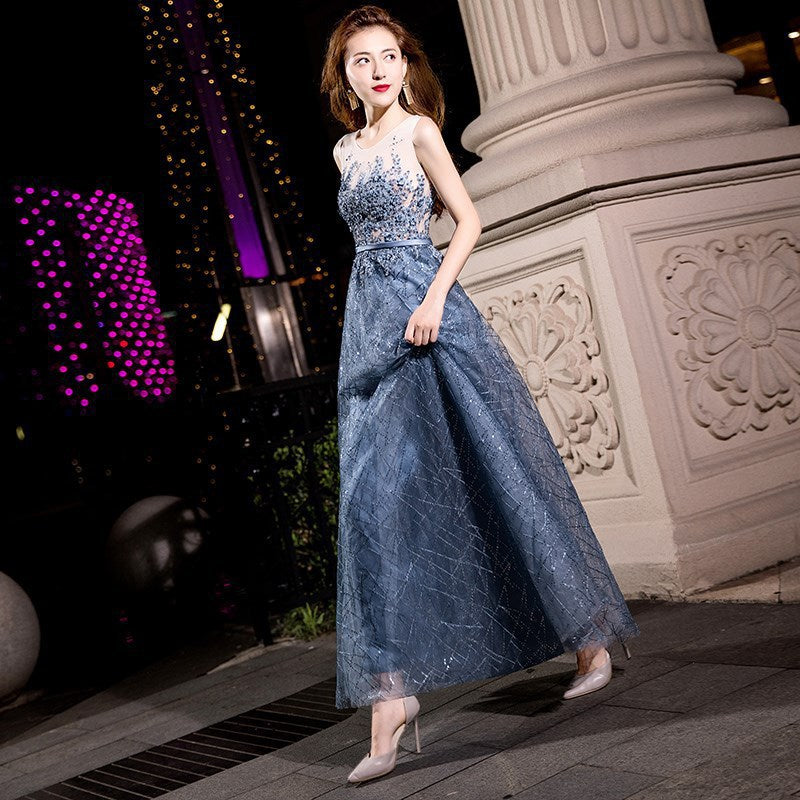 Elegant Evening Dress Women's 2024 Autumn New Annual Meeting Dignified Generous Long Slimming Host Banquet Evening Dress