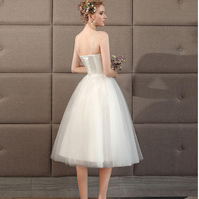 Bridal Bridesmaid Dress Spring New White Wedding Dress Strap Short Photo Light Wedding Dress Graduation Season Photoshoot Women