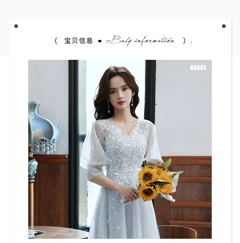 Little Evening Dress Female Banquet Bridesmaid High-End Temperament Vocal Music Art Test Senior Student Graduation Host Autumn