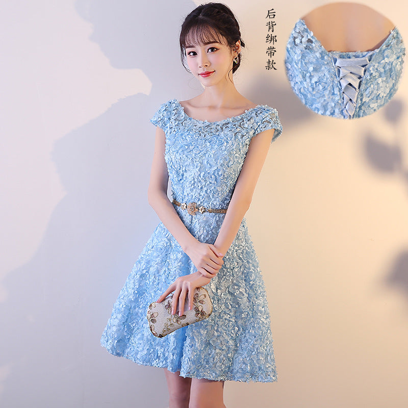 Evening Dress Women's Short 2024 New Banquet Elegant Host Dress Sweet Princess Party Dress
