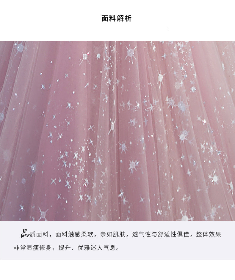 French Princess Dress Evening Dress Female Adult Ceremony Fairy Starry Sky Gradient Dress Student Graduation Ceremony Piano Performance