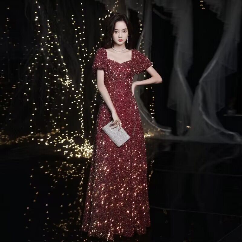 3183 Evening Dress Women's New Annual Party Banquet Temperament Entry Lux Niche High-End Host High Sense Dress