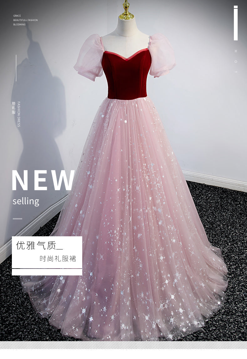 French Princess Dress Evening Dress Female Adult Ceremony Fairy Starry Sky Gradient Dress Student Graduation Ceremony Piano Performance