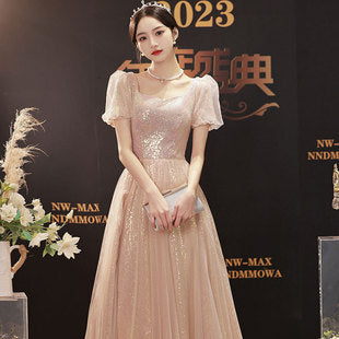 off-Shoulder French Evening Dress 2024 Spring New Banquet FARCENT Mori Style Western Style Host Banquet Evening Dress