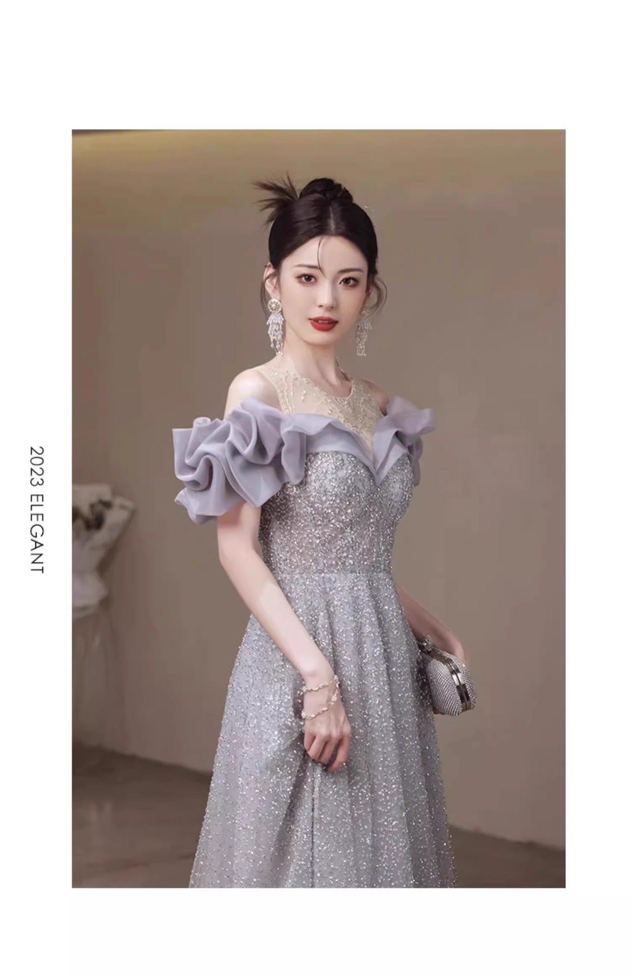 Banquet Evening Dress 2024 New High-Grade Birthday Vocal Music Art Test Host Dress Bride Engagement Dress