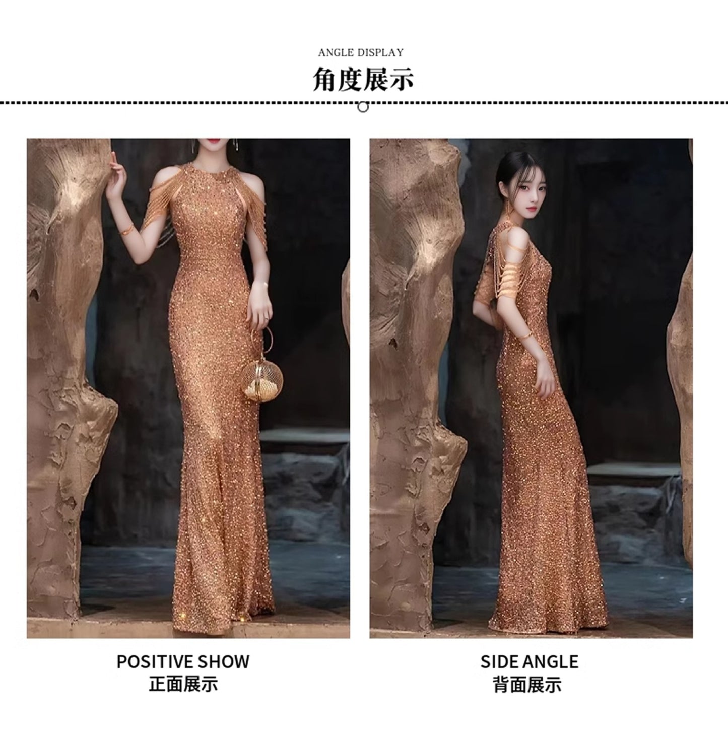 New High-End Dress New Light Luxury Minority High Sense Banquet Temperament Socialite Host Fishtail Dress Evening Dress