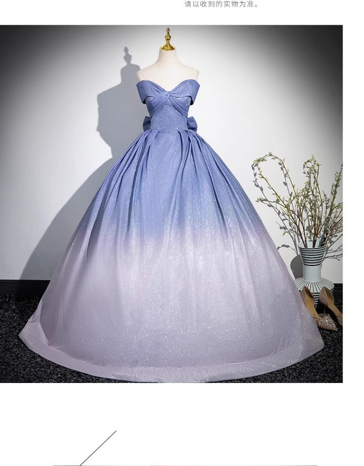 Blue Gradient Evening Dress 2024 New High Sense Host Solo Vocal Music Art Test Fairy Tube Top Dress