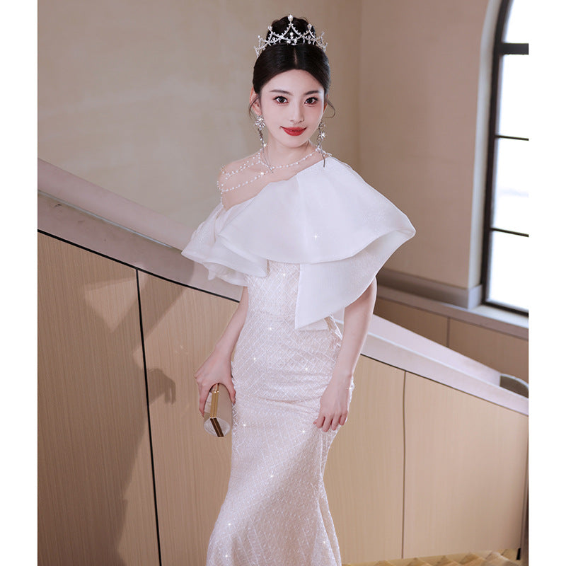Evening Dress for Women Light Luxury Minority High-End High-Grade Host French Fishtail Heavy Industry Party Elegant
